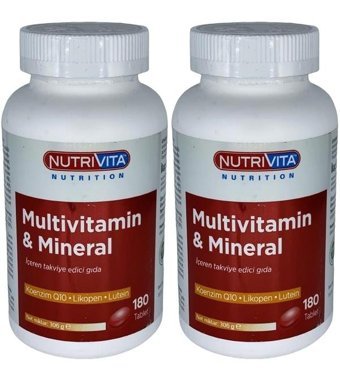 Nutrivita Multivitamin Mineral Aromasız Yetişkin Vitamin 2x180 Tablet