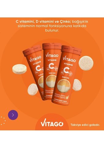 Vitago Vitamin C Efervesan Portakallı Yetişkin Vitamin 30 Kapsül