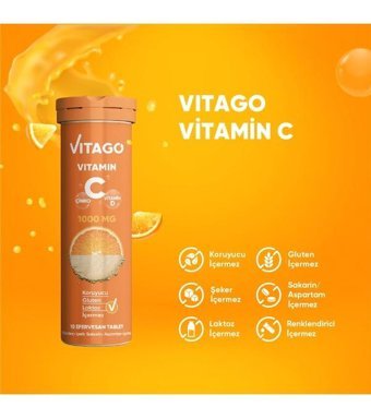 Vitago Vitamin C Efervesan Portakallı Yetişkin Vitamin 30 Kapsül