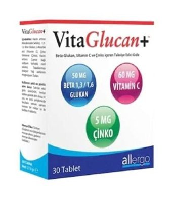 Vitaglucan Çinko Vitamin C Aromasız Yetişkin Vitamin 30 Tablet