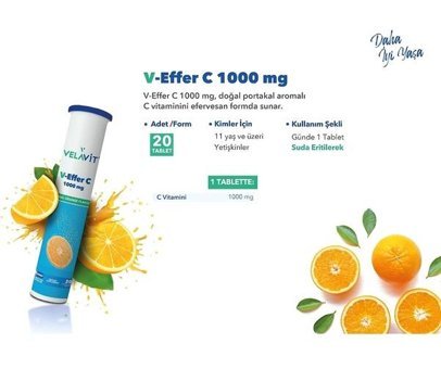 Vel-Med Velavit V-Effer C Portakallı Yetişkin Vitamin 20 Tablet