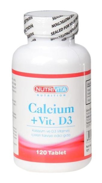 Nutrivita Calcium Vitamin D3 Aromasız Yetişkin Vitamin 120 Tablet