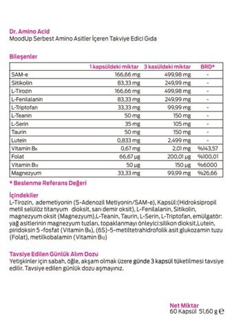 Dr. Amino Acid Moodup Aromasız Çocuk Vitamin 60 Kapsül