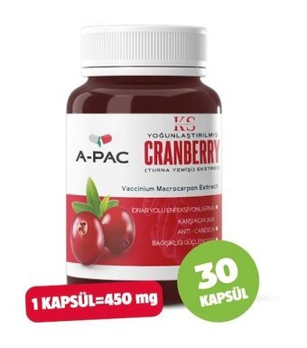 Kızılcık Sepeti A-Pac Cranberry Aromasız Yetişkin Vitamin 30 Kapsül