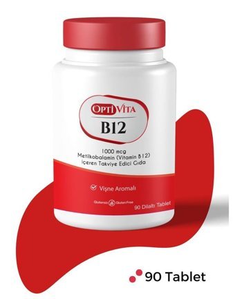 Optivita Vitamin B12 Metilkobalamin Vişne Yetişkin Vitamin 90 Tablet