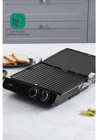 Homend Grilliant 1342H 6 Dilim Döküm Çıkartılabilir Plaka Çift Taraflı 2000 W Izgaralı inox Tost Makinesi