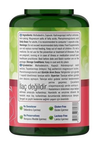 Nature'S Supreme Folic Acid Aromasız Yetişkin Vitamin 180 Kapsül