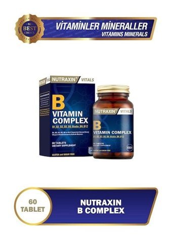 Nutraxin B Vitamin Complex Aromasız Yetişkin Vitamin 60 Kapsül