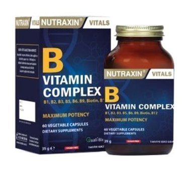 Nutraxin B Vitamin Complex Aromasız Yetişkin Vitamin 60 Kapsül