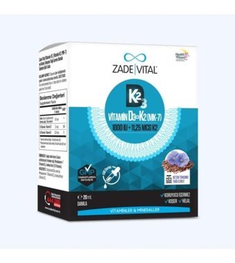 Zade Vital Vitamin D3-K2 (Mk-7) Aromasız Yetişkin Vitamin 20 ml