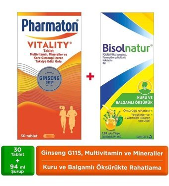 Pharmaton Vitality Bitki Ekstralar Yetişkin Vitamin 30 Tablet