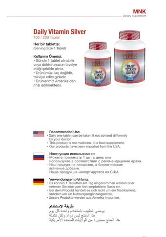 Mnk Günlük Multivitamin Aromasız Yetişkin Vitamin 100 Tablet