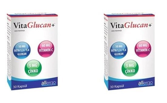 Vitaglucan Beta Glukan Vitamin C Çinko Aromasız Yetişkin Vitamin 2x30 Kapsül