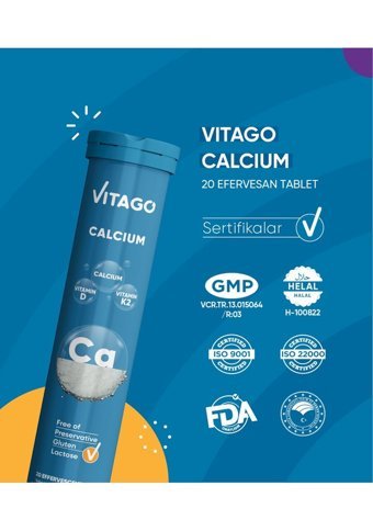 Vitago Kalsiyum Aromasız Yetişkin Vitamin 20 Tablet