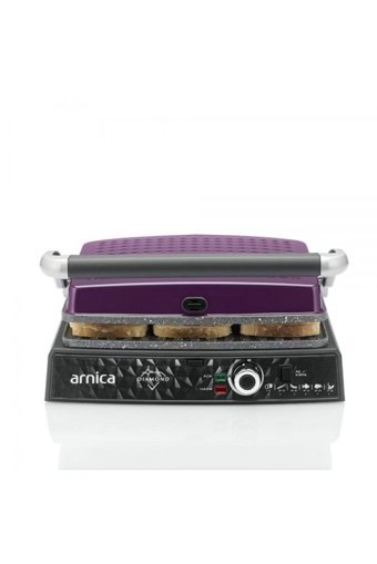 Arnica Diamond GH26251 6 Dilim Granit Çıkartılabilir Plaka Çift Taraflı 2000 W Izgaralı Mor Tost Makinesi