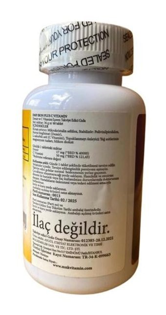 Dmp Demir Iron Plus Vitamin C Aromasız Yetişkin Vitamin 60 Tablet