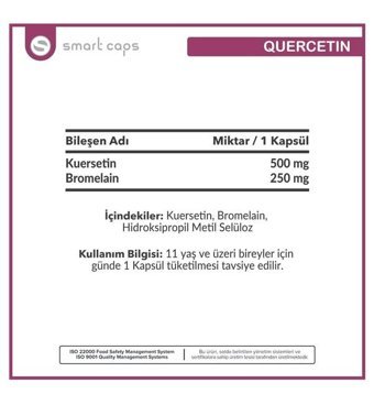 Smartcaps Quercetin Aromasız Yetişkin Vitamin 30 Kapsül