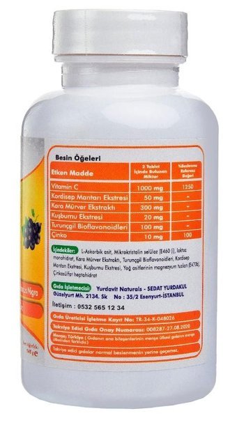 Yurdavit Vitamin C+ Kuşburnu - Karamürver Yetişkin Vitamin 100 Tablet