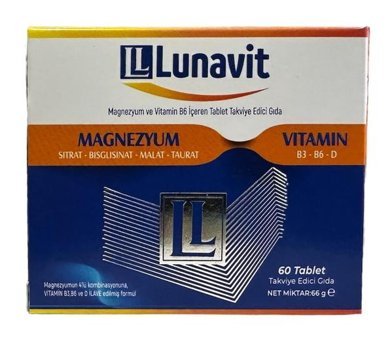 Lunavit Magnezyum Ve Vitamin Aromasız Yetişkin Vitamin 60 Tablet