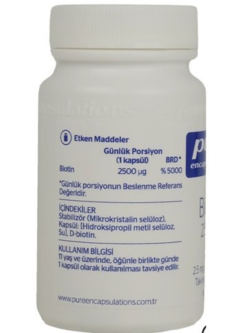 Pure Encapsulations Biotin Aromasız Yetişkin Vitamin 60 Kapsül