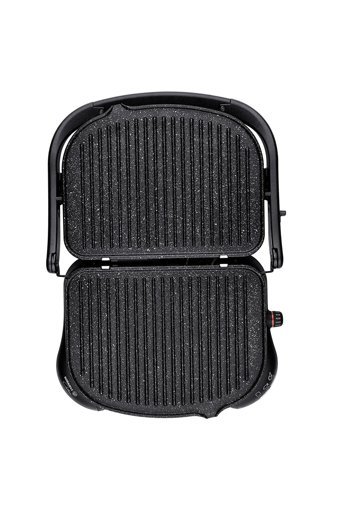 Korkmaz Castron Contackt Grill 6 Dilim Döküm Çıkartılabilir Plaka Çift Taraflı 1800 W Izgaralı Siyah Tost Makinesi