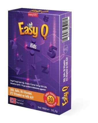 Easy Fish Oil Q Omega 3 Kolin Limonlu Çocuk Vitamin 30 Jelt Form