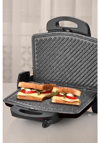 Goldmaster Lezzito 4 Dilim Granit Çıkartılabilir Plaka Tek Yönlü 2000 W Izgaralı Siyah Tost Makinesi