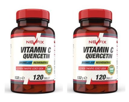 Nevfix Vitamin C Bromelian Quercetin Aromasız Yetişkin Vitamin 2x120 Tablet