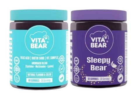 Vita Bear Sleep Bear + Strong Hair Meyveli Yetişkin Vitamin 60 Kapsül