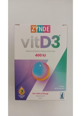 Zynde Vit D3 400 Iu Aromasız Yetişkin Vitamin 5 ml