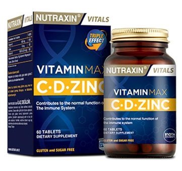 Nutraxin Vitamin Max C D Aromasız Yetişkin Vitamin 2x60 Tablet