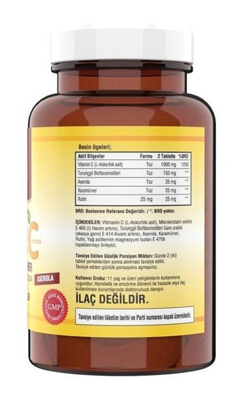 Ncs Ester C Vitamini Kara Mürver Turunçgil Bio Karamürverli Yetişkin Vitamin 120 Tablet