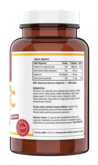 Ncs Vitamin C Beta Glukan Çinko Kuşburnu Yetişkin Vitamin 6x120 Tablet