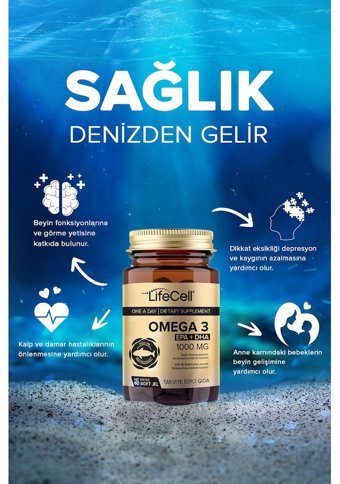 Lifecell Omega3 Aromasız Yetişkin Vitamin 60 Softgel