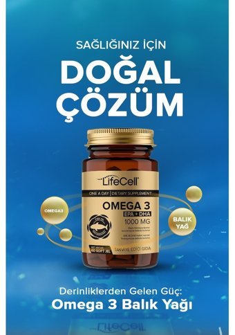 Lifecell Omega3 Aromasız Yetişkin Vitamin 60 Softgel