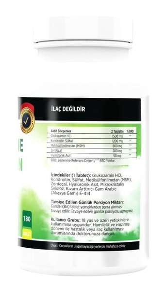 Glucosamine Glucosamine Chondroitin Msm - Vitamin C Aromasız Yetişkin Vitamin 60 Tablet - 180 Tablet