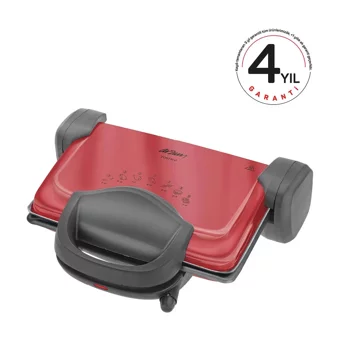 Arzum AR287 4 Dilim Granit Çıkartılabilir Plaka Çift Taraflı 1800 W Izgaralı Kırmızı Tost Makinesi