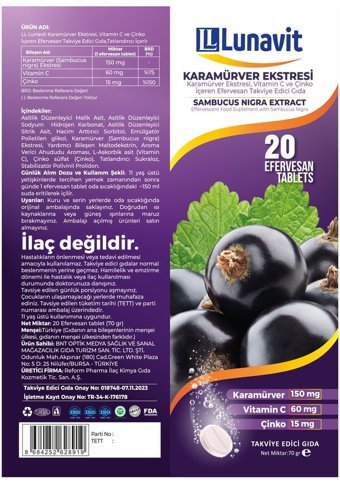 Lunavit Kara Mürver Karamürverli Yetişkin Vitamin 20 Tablet