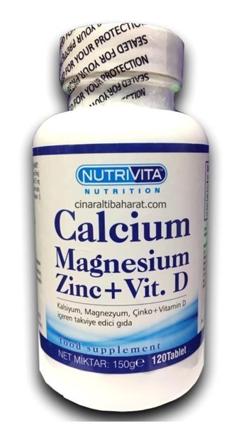 Nutrivita Kalsiyum Magnezyum Çinko - D3 Vitamini Aromasız Yetişkin Vitamin 120 Tablet