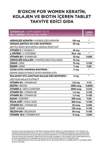 Bioxcin Womens Hair Aromasız Yetişkin Vitamin 30 Tablet