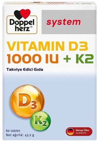Doppelherz Vitamin D3 Ve K2 Aromasız Yetişkin Vitamin 60 Tablet