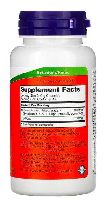 Now Dopa Mucuna Aromasız Yetişkin Vitamin 90 Kapsül