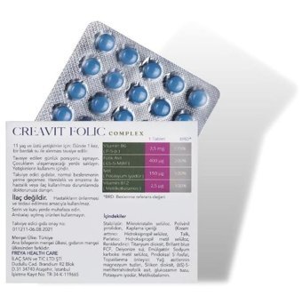 Creavit Folic Complex Aromasız Yetişkin Vitamin 30 Tablet