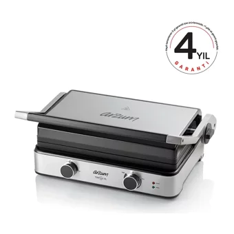 Arzum AR2056 Tostçu XL 6 Dilim Döküm Çıkartılabilir Plaka Tek Yönlü 2000 W Izgaralı inox Tost Makinesi