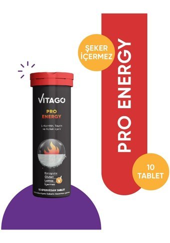 Vitago Pro Energy L-Karnitin Taurin Portakallı Yetişkin Vitamin 30 Kapsül