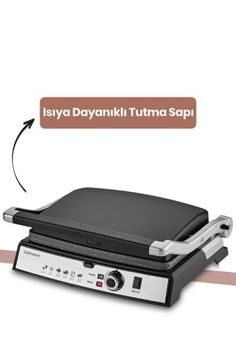 Goldmaster Gralux 6 Dilim Granit Çıkartılabilir Plaka Tek Yönlü 2000 W Izgaralı Siyah Tost Makinesi