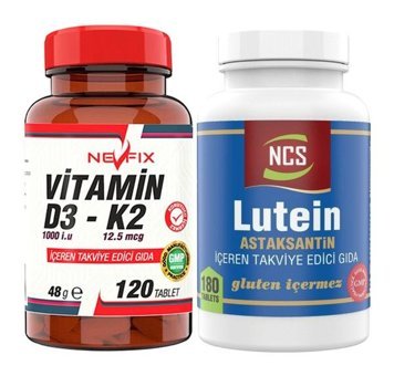 Ncs Lutein Astaxanthin - Nevfix Vitamin D3 K2 Aromasız Yetişkin Vitamin 180 Tablet
