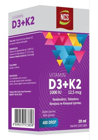 Ncs C Vitamini Kara Mürver Ve Vitamin D3 K2 Karamürverli Yetişkin Vitamin 180 Tablet