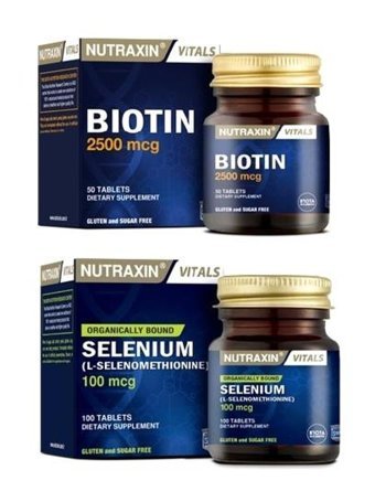 Nutraxin Biotin + Selenium Aromasız Yetişkin Vitamin 50 Kapsül - 100 Tablet