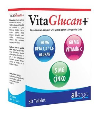 Allergo Beta Glukan Vitamin C Çinko Aromasız Yetişkin Vitamin 30 Kapsül